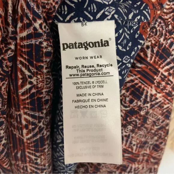 PATAGONIA Women’s Lost Wildflower Dress Sunburst Crux Navy Pockets Size Large - Picture 11 of 14